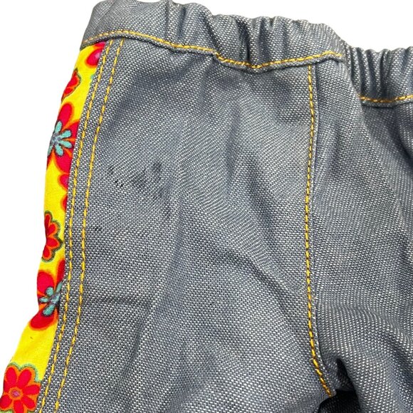 American Girl Julie Flared Denim Pants With Yellow & Red Floral Side Panels - Picture 3 of 3